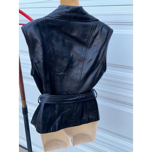 VINTAGE VAKKO LEATHER CONVERTIBLE MOTO BIKER JACKET TO VEST-ZIP OFF SLEEVES M - Picture 7 of 16
